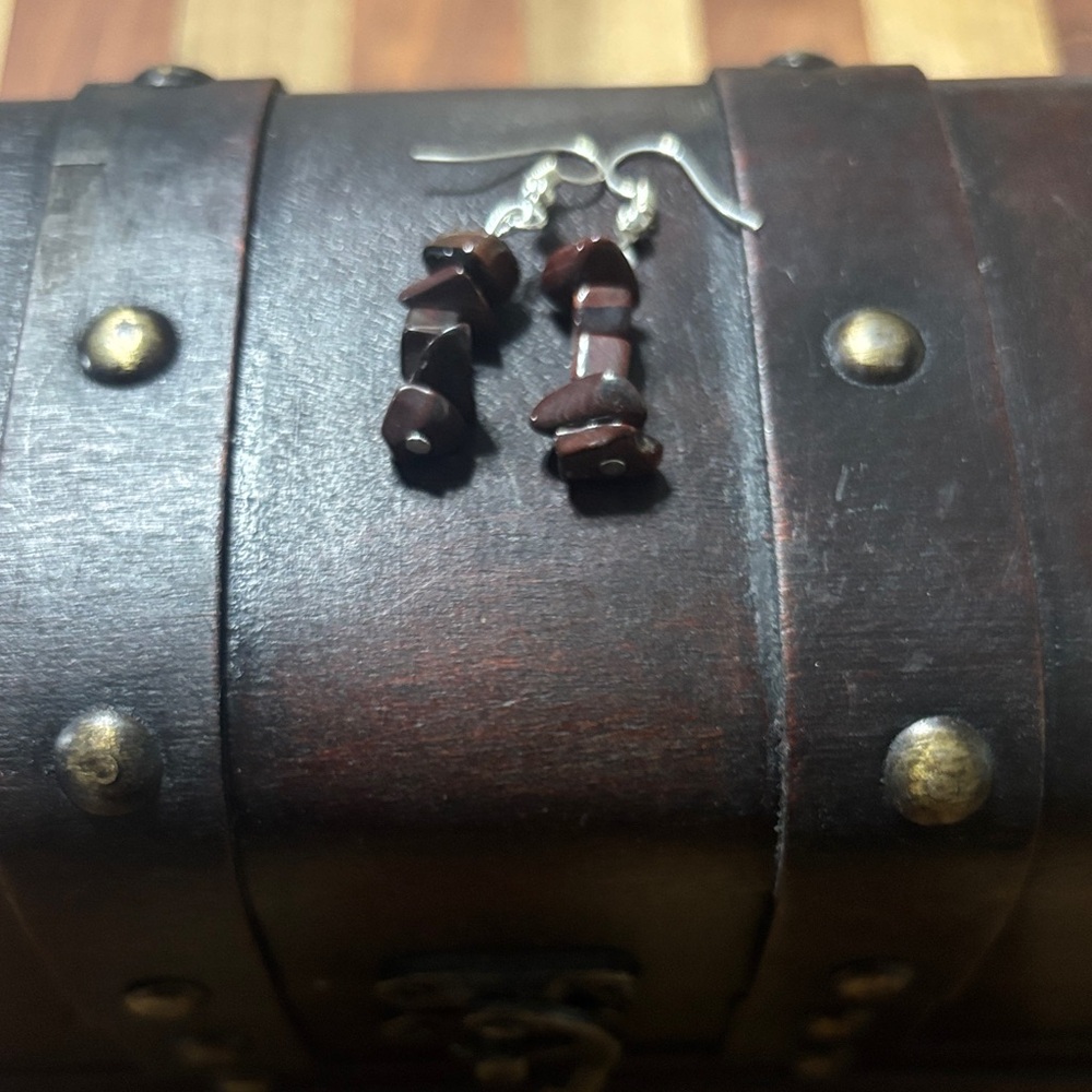 Chic Brown Stone Drop Earrings